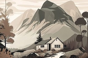 Quadro su tela – Chalet scandinavo in montagna