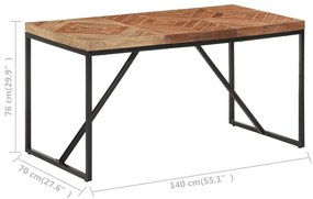 Tavolo da Pranzo 140x70x76 cm in Legno Massello Acacia e Mango