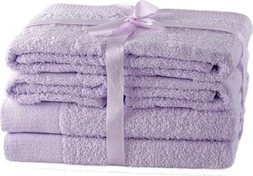 Asciugamani e teli da bagno in spugna di cotone color lavanda in un set di 6 pezzi Amari - AmeliaHome