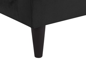 Chaise longue velluto nero e legno scuro lato sinistro LUIRO Beliani