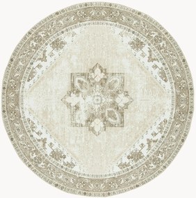 Tappeto rotondo a pelo basso lavabile tessuto a mano Kushim