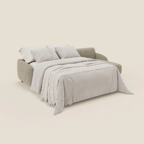 Giglio divano letto angolare con materasso alto 18 cm e penisola contenitore in morbido bouclé impermeabile T07