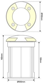 Faretto Carrabile Bidirezione GU10, IP67 - INOX con Doppio Pressacavo Base GU10