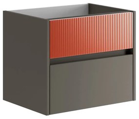 Mobile da bagno sotto lavabo Niwa grigio carbone frontale in vetro paprika laccato opaco L 59.5 x H 50 x P 45.5 cm 2 cassetti, lavabo non incluso