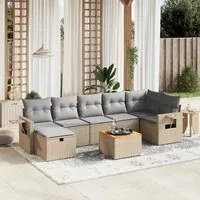 Set Divano da Giardino 8 pz con Cuscini Beige Misto Polyrattan 3264958