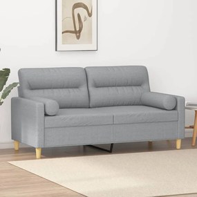 Divano A 2 Posti Con Cuscini Grigio Chiaro 140 Cm İn Tessuto /