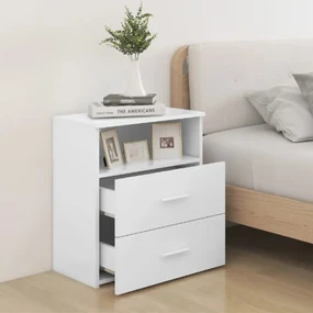 Comodini 2 pz bianchi 50x32x60 cm