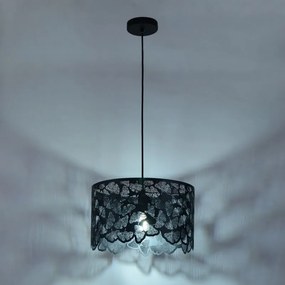 Lampadario Glamour Marotta nero paralume nero E27 Ø38cm INSPIRE