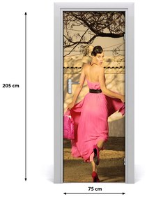 Poster adesivo per porta Persone in rosa 75x205 cm