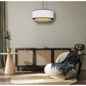 Duolla - Lampadario a sospensione con filo BOHO 1xE27/15W/230V diametro 45 cm bianco/rattan