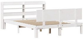Giroletto con testiera bianco 120x190 cm legno massello di pino