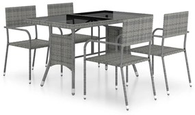 Set mobili da pranzo giardino 5 pz polyrattan antracite grigio
