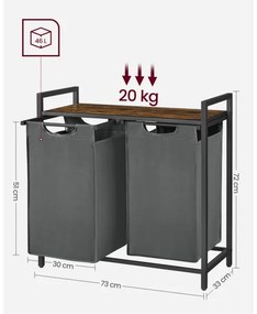 Cesto portabiancheria REX marrone/grigio