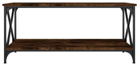 Tavolino rovere fumo 100x50x45 cm in legno multistrato e ferro