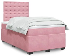 Giroletto A Molle Con Materasso Rosa 120x200 Cm İn Velluto /