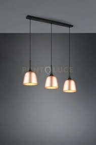 Chiron sospensione barra metallo nera 3 diffusori ottone satinato l...