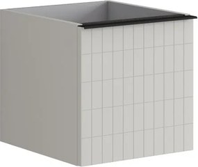 Cassettiera Pixel con 1 cassetto frontale Grid laccato opaco Beige Greige e maniglia alluminio nero opaco L.40 H.40 P.45,5 cm.
