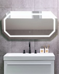 Specchio da parete LED argento 120 x 60 cm LOCMARIAQUER Beliani