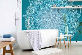 Carta da parati – Mandala meditativa su sfondo blu