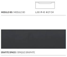 Cassetto bagno sospeso GIGLIO 80 cm in nobilitato Grafite Opaco