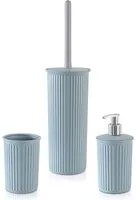 Set bagno con Dispenser sapone, Porta spazzolino e Portascopino Azzurro Jinko