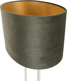 Lampada da tavolo beige con paralume ovale verde e interno dorato 35cm - Thijmen