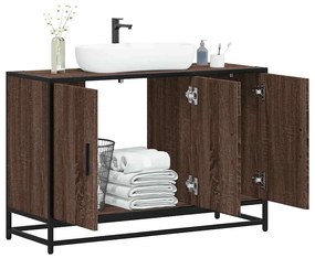 Mobile Lavabo Bagno Rovere Marrone 90x33x60cm Legno Multistrato /