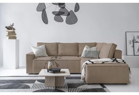 Divano letto angolare in velluto a coste beige Brave Dave - Miuform