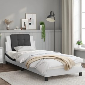 Giroletto con testiera bianco e nero 80x200 cm in similpelle