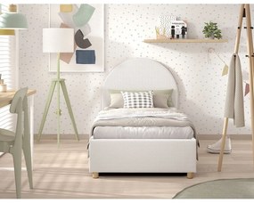 Letto singolo imbottito bianco con contenitore con rete inclusa 90x200 cm Moon – Vipack