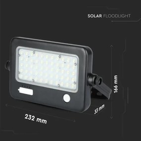 LED Faro solare dimmerabile con sensore LED/10W/3,7V 4000K IP65 + Porta USB