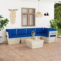 Set Divani da Giardino su Pallet 6 pz con Cuscini Legno Abete 3063574