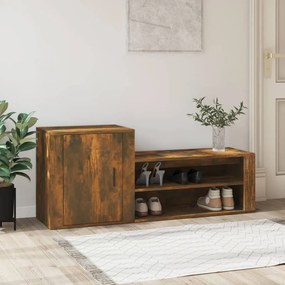 Scarpiera Rovere Fumo 130x35x54 Cm İn Legno Multistrato /