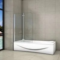 Parete Da Vasca Bagno Sopravasca Due Ante Movibili Pieghevoli Vetro 6 mm Temperato Anticalcare 100x140 cm