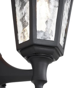 Lampada da parete per esterni nera con sensore di movimento IP44 - New Haven Hammered