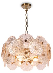 Lampadario Contemporaneo Aster Metallo Oro 8 Luci Con Diffusore In Vetro