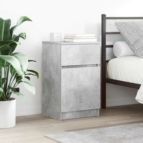 Comodino Grigio Cemento 39x35x65 Cm İn Legno Multistrato /