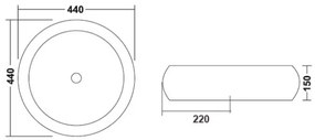 Lavabo Da Appoggio Tondo 44 Cm Vaschetta in Ceramica Bianco Senza Foro