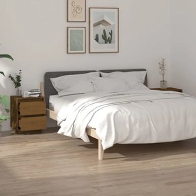 Comodini 2 Pz Ambra 40x35x50 Cm İn Legno Massello Di Pino /