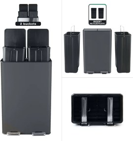 Cestino per la spazzatura grigio scuro in acciaio per raccolta differenziata/con pedale 2x30 l Aliya – Spirella