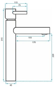 REA-B8803 - Miscelatore per lavabo TESS 31,5 cm, finitura oro