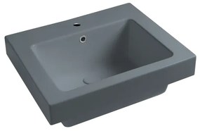 Lavabo a incasso e d'appoggio rettangolare vasca centrale Alaqua L 60 x H 25 x P 21 cm in ceramica grigio opaco