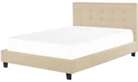 Letto imbottito tessuto beige rete a doghe testiera trapuntata 180 x 200 cm