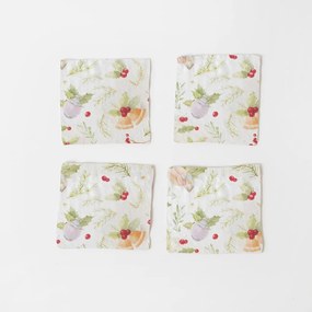 Set di 4 sottobicchieri natalizi in lino Merry, 10 x 10 cm Christmas Print - Linen Tales
