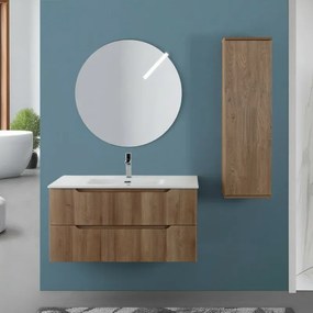 Colonna bagno sospesa 33 cm rovere cannettato con ripiani Wise