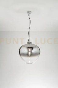 Sospensione vetro e metallo fumé specchiato sfumato e cromo lucido ...