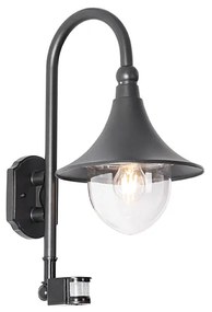 Lampada da parete per esterni nera IP44 con sensore di movimento - Daphne