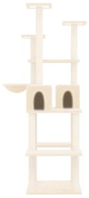 Albero per gatti con tiragraffi in sisal crema 167 cm