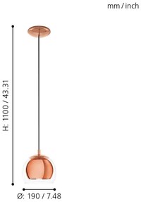 Eglo 94589 - Lampadario ROCAMAR 1xE27/60W/230V