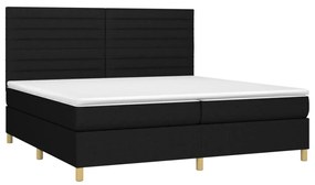 Letto a molle materasso e led nero 200x200cm in tessuto